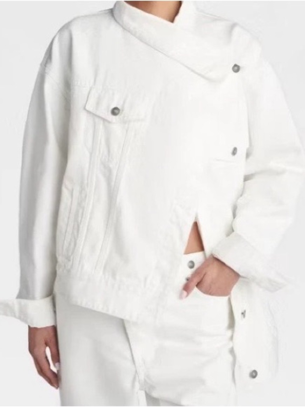 KBB by KAHLANA White Asymmetrical Snap-Front Jacket - Women